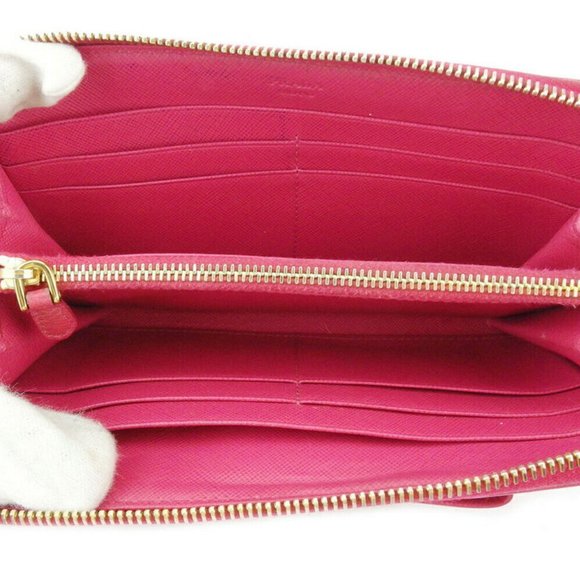 Prada Long Wallet Ribbon Pink Safiano Leather Auth USED T17788 - Picture 3 of 10